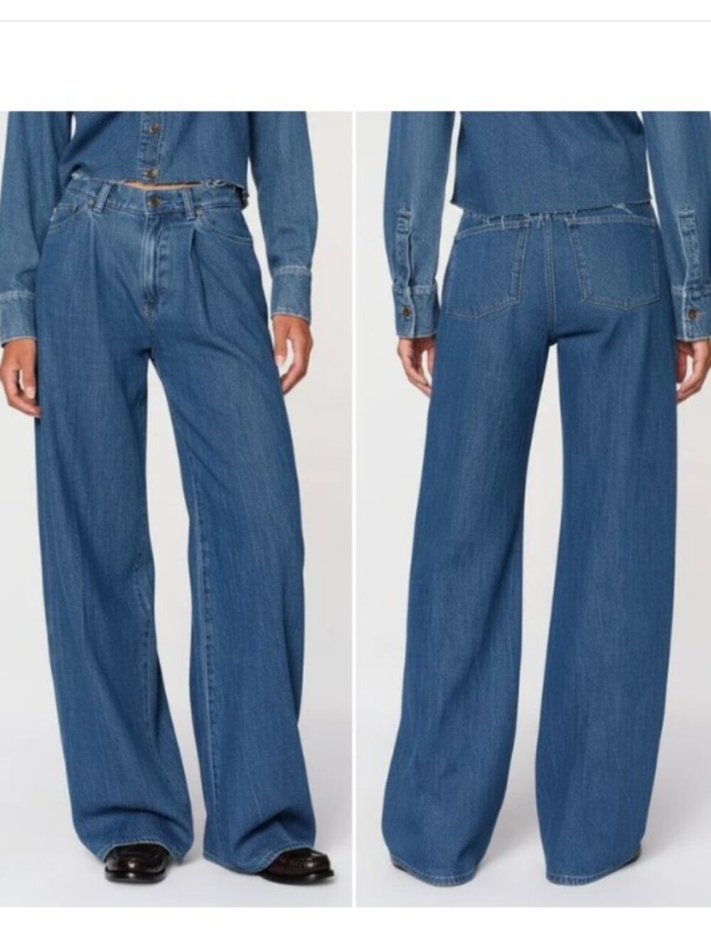 DL1961 Isabel Pleated Wide Leg Jeans North Beach Womens 28